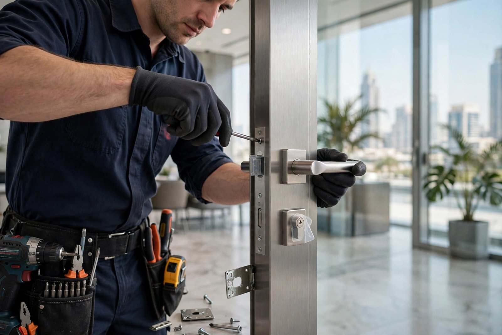 Aluminium door repairing and lock replacement service in Dubai